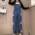 thumbnail image 2 of Ruyang Girls Denim Overalls Kids Blue Straight Leg Fashion Jean Jumpsuits Western Clothes Dungarees Pants Bow Workwear Bib Pants, 2 of 4
