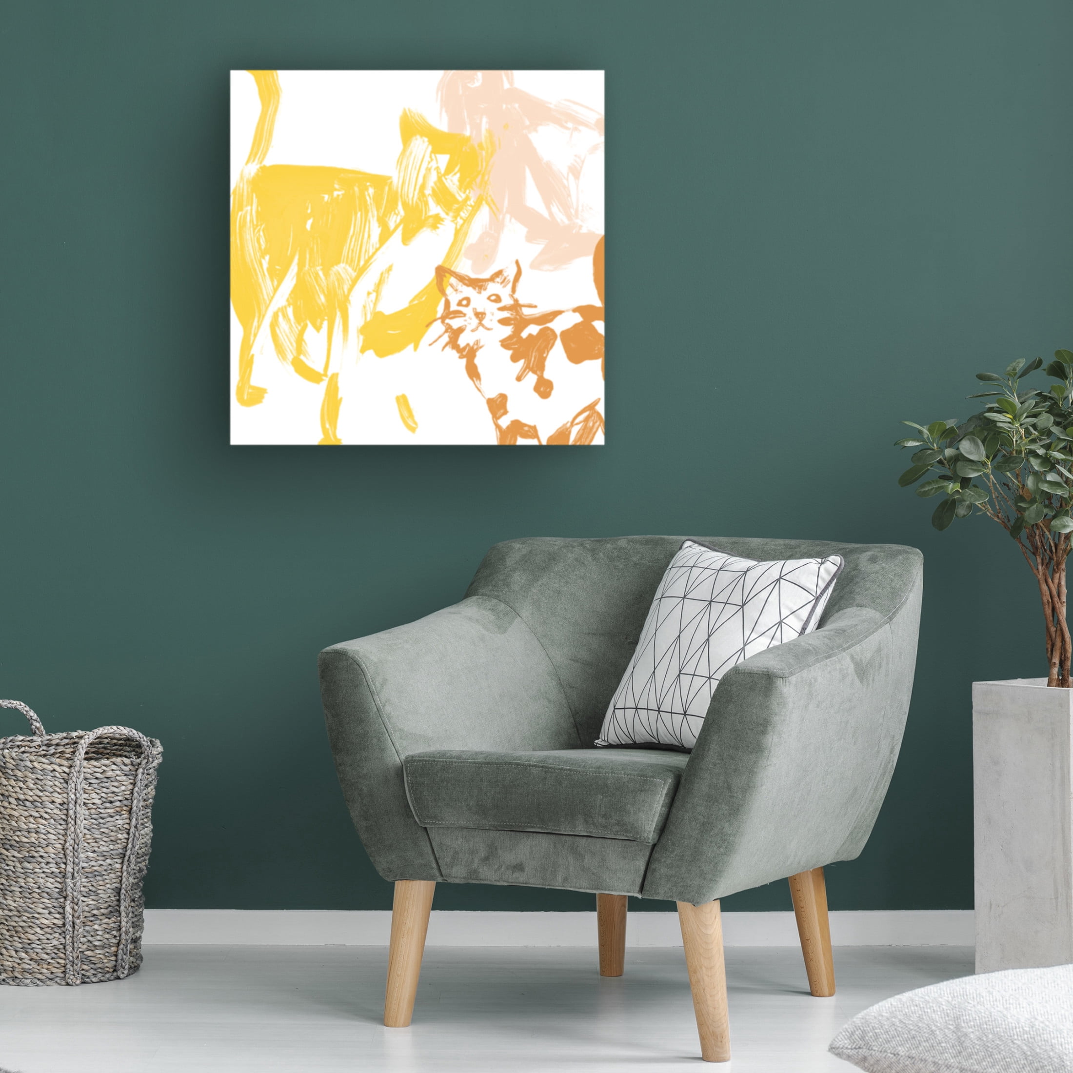 Canvas Wall Art - June Erica Vess 'Paint Box Cats III' Wall Art for Living Room, Bedroom, or Office Décor by Trademark Fine Art - 14 x 14 Inches