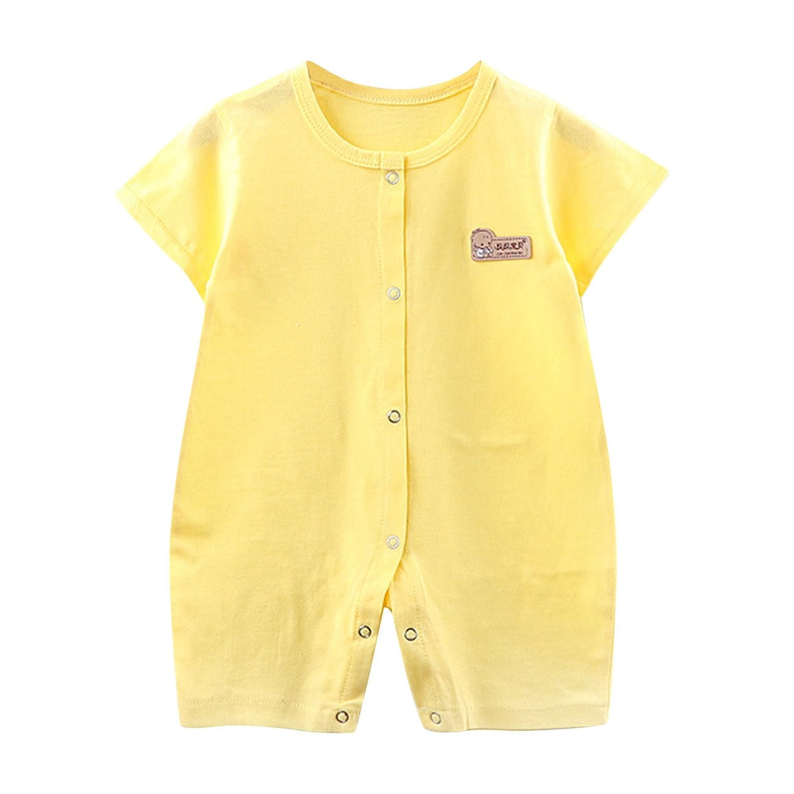 Kovlvoll Baby Boys Girls Summer Jumpsuit Button down Crew Neck Short Sleeve Comfy Solid Color Summer Casual Rompers
