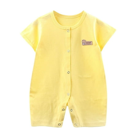 Newborn Summer Baby Boy Girl Rompers Bodysuit Jumpsuit Playsuit One Piece Outfit Clothes Yellow 3-6 Months