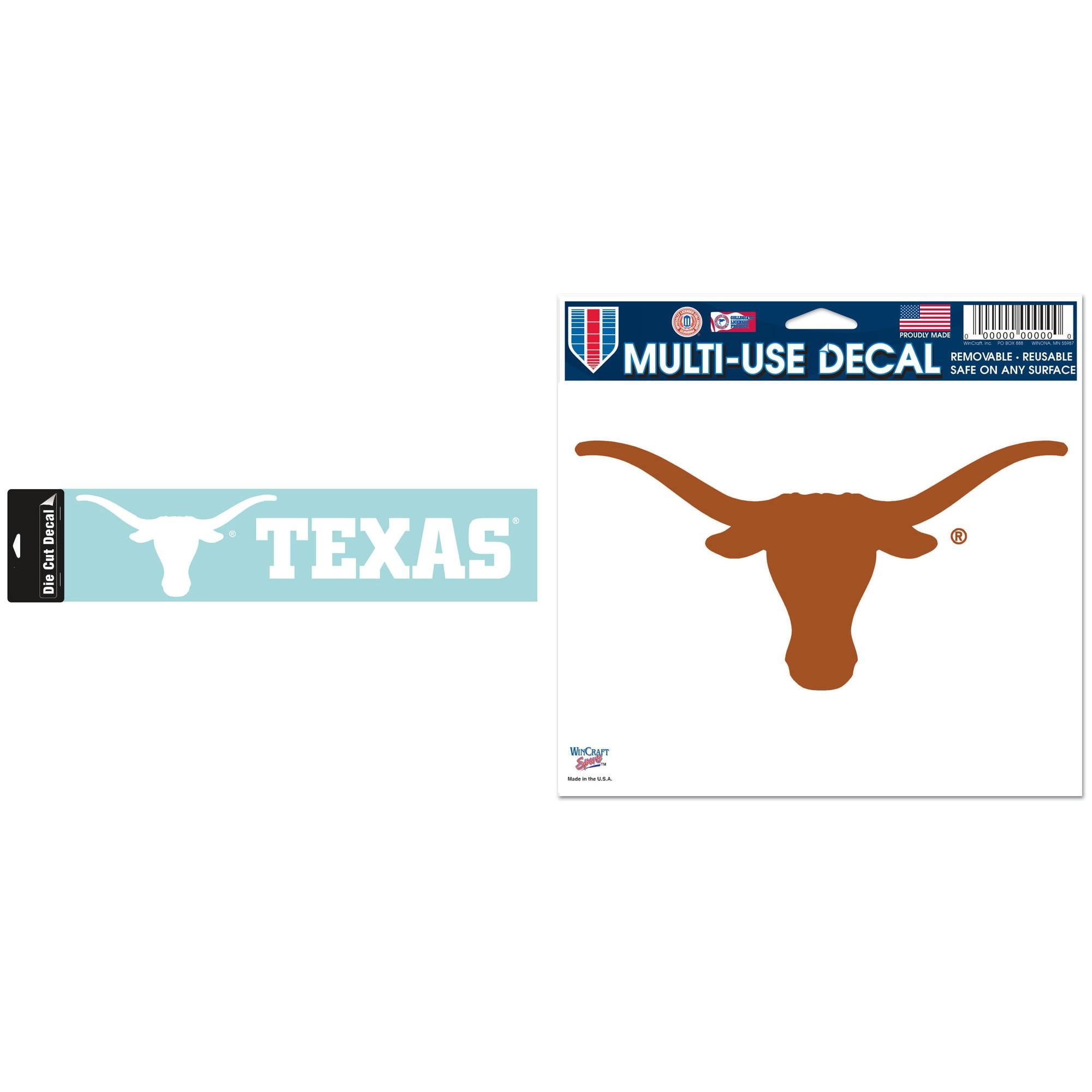Texas Longhorns Official NCAA Die Cut Car Decal and Automotive Car Decal 5x6.5 Bundle 2 Items