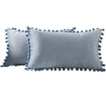 thumbnail image 1 of Coofit Jeter Housse de Coussin Velours: 2PCS Pompon Housse de Coussin Décoration de la Maison, 1 of 7