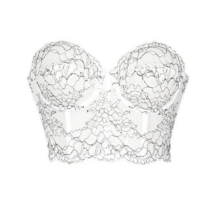

Ecqkame Women s Corset Bodyshaper Crop Top Clearance Lace Steel Ring Fishbone Sexy Wrap Chest Waist Vest Sexy Underwear White S