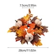 thumbnail image 3 of geerera Fall Harvest Candle Ring with Pumpkin & Maple Leaves, Artificial Thanksgiving Wreath for Pillar Candles, Rustic Autumn Tabletop Centerpiece for Home, 11", 3 of 6