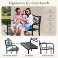 thumbnail image 6 of GVN Outdoor Bench, Outdoor Garden Bench,50 Inches Outdoor Garden Bench with Floral Design Backrest and Slatted Seat-Black, 6 of 8