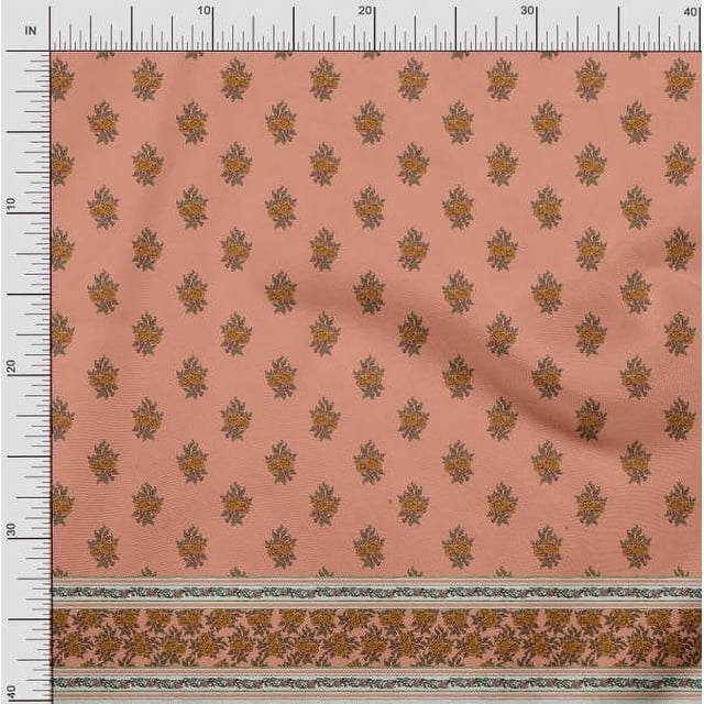 Soimoi Poly Georgette Fabric Stripe,Leaves & Floral Panel Print Fabric by Yard 42 Inch Wide