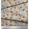 thumbnail image 2 of Soimoi Gray Poly Georgette Fabric Lion,Giraffe & Elephant Kids Print Fabric by The Yard 52 Inch Wide, 2 of 3