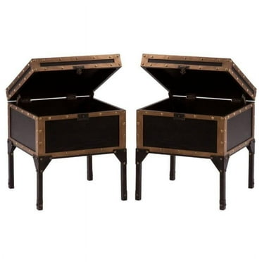 Home Square Travel Trunk End Table in Black - Set of 2