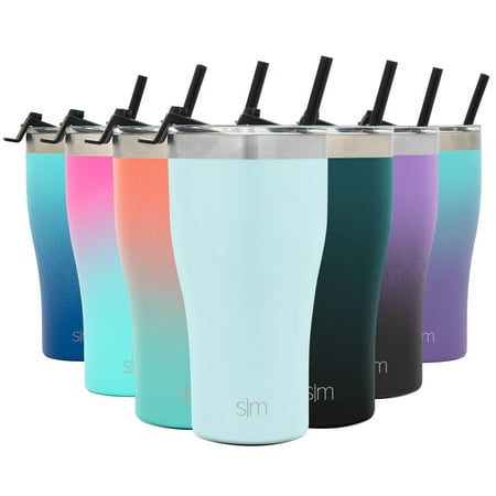 Simple Modern 22oz Slim Cruiser Tumbler with Straw & Closing Lid Travel Mug - Gift Double Wall Vacuum Insulated - 18/8 Stainless Steel Water Bottle - Seaside