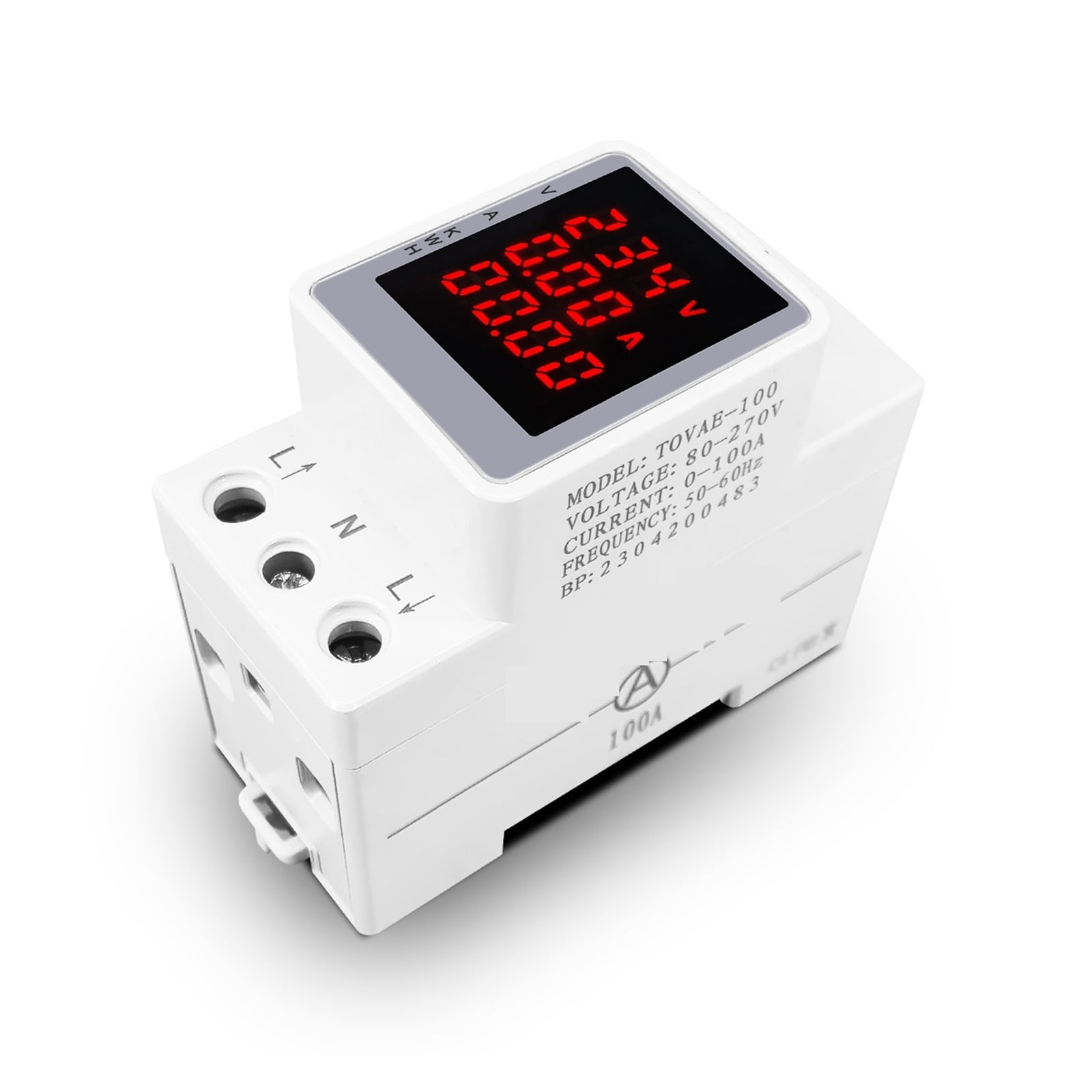 3IN1 Din Rail AC 100A Voltage Current KWH Electric Energy Monitor Meter Voltmeter Ammeter ,Protect Safety of Circuit