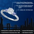 thumbnail image 2 of Gem Stone King 14K White Gold White Moissanite and Blue Tanzanite Engagement Ring for Women | 1.30 Cttw | Round 6.5MM | Gemstone Birthstone | Size 9, 2 of 6
