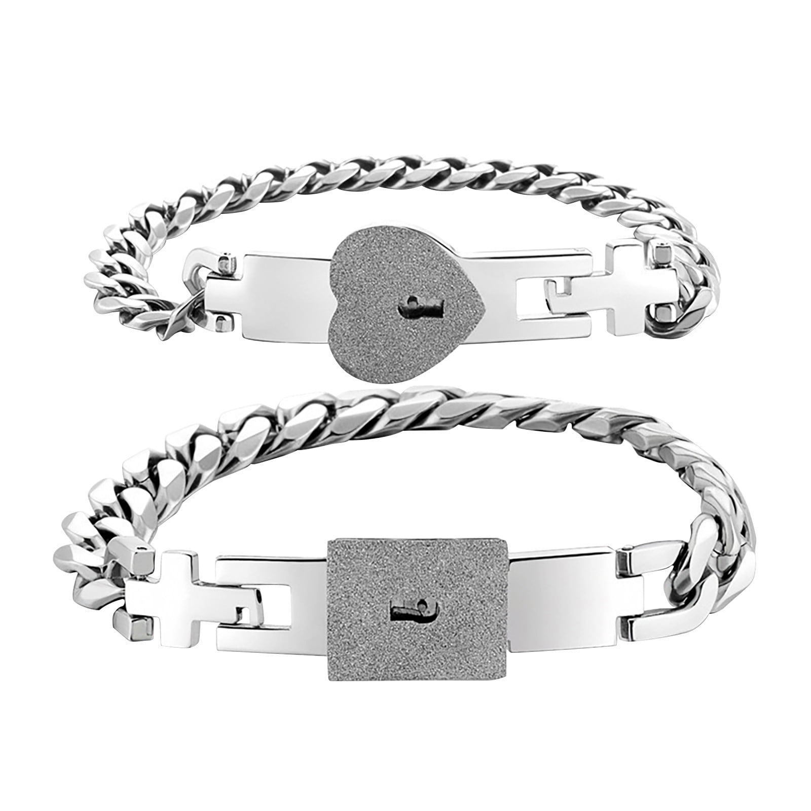 Innovato Design Love Lock and Key Stainless Steel Necklace & Bracelet Couple Jewelry Set
