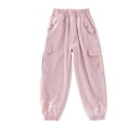 thumbnail image 5 of Splozh Cargo Pants for Girls Kids Teens Drawstring High Waisted Straight Leg Loose Trousers with Multi Pockets Girls Cargo Jogger Pants,Light Pink,11-12 Years, 5 of 5