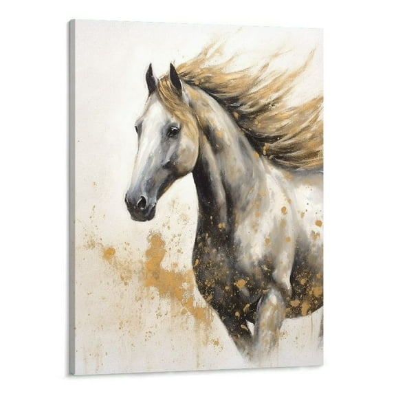 PRATYUS Horse Pictures Wall Decor Wild Horses Canvas Wall Art Horse Running Canvas Modern Abstract Horse Pictures for Bedroom Home Decorations Stretched and Framed 16x20in