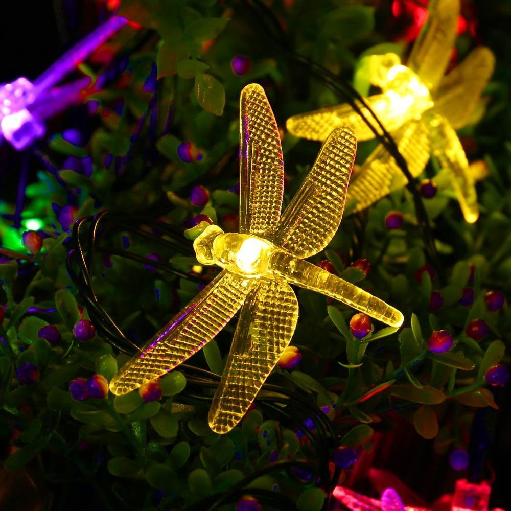 Solar Powered 20LED Dragonfly Fairy String Light Garden Lamps Outdoor Decor US 