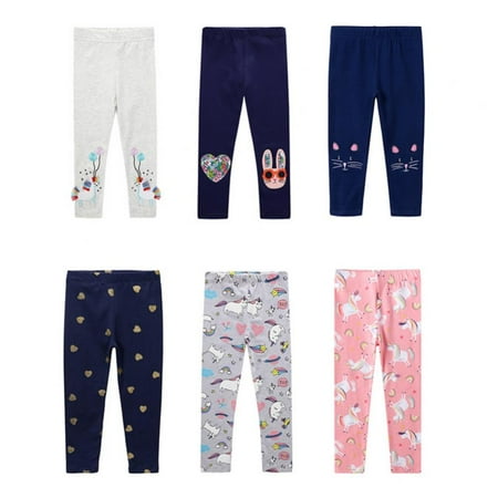 

Gyratedream Toddler Girls Stretch Legging Kids Soft Patterns Pants Classic Ankle Length Trousers 2-7 Years Old