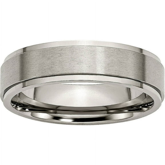 Titanium Ridged Edge 6mm Brushed and Polished Band
