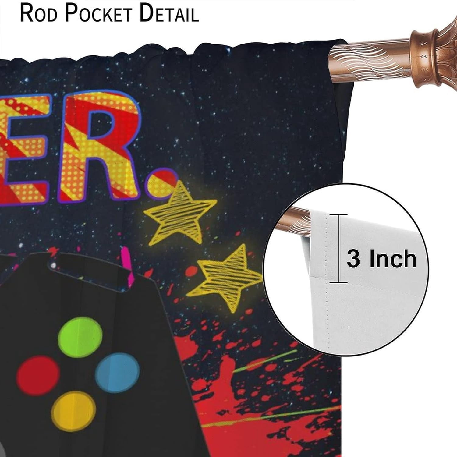 Gaming Curtain for Boys Bedroom,Video Game Gamer Room Blackout Window Panels Controller Cool Gamepad Teens Kids for Living Room Decor 42/'''' Wx84/'''' L x2【Blackout】