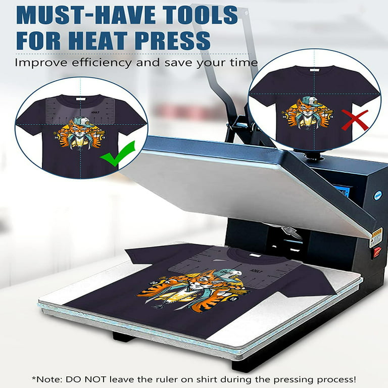 T-Shirt Ruler Guide Alignment Tool to Center Designs, Tshirt Ruler Guide  for Vinyl Alignment, All Size Tshirt Measurement Tool for Heat Press  Accessories, Sublimation Blanks, Heat Transfer Vinyl HTV: Buy Online at