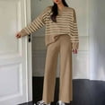thumbnail image 2 of Jinhomg Women's Two Piece Thin Sweater Lounge Sets 2026 Fall Winter Oversized Knit Pullover with Wide Leg Pants Casual Comfy Knitted Outfits Khaki Free Size, 2 of 7