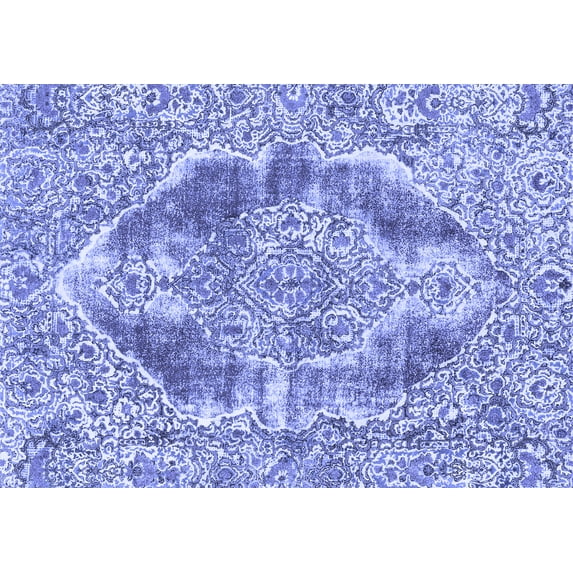 Ahgly Company Machine Washable Indoor Rectangle Abstract Blue Modern Area Rugs, 2' x 5'