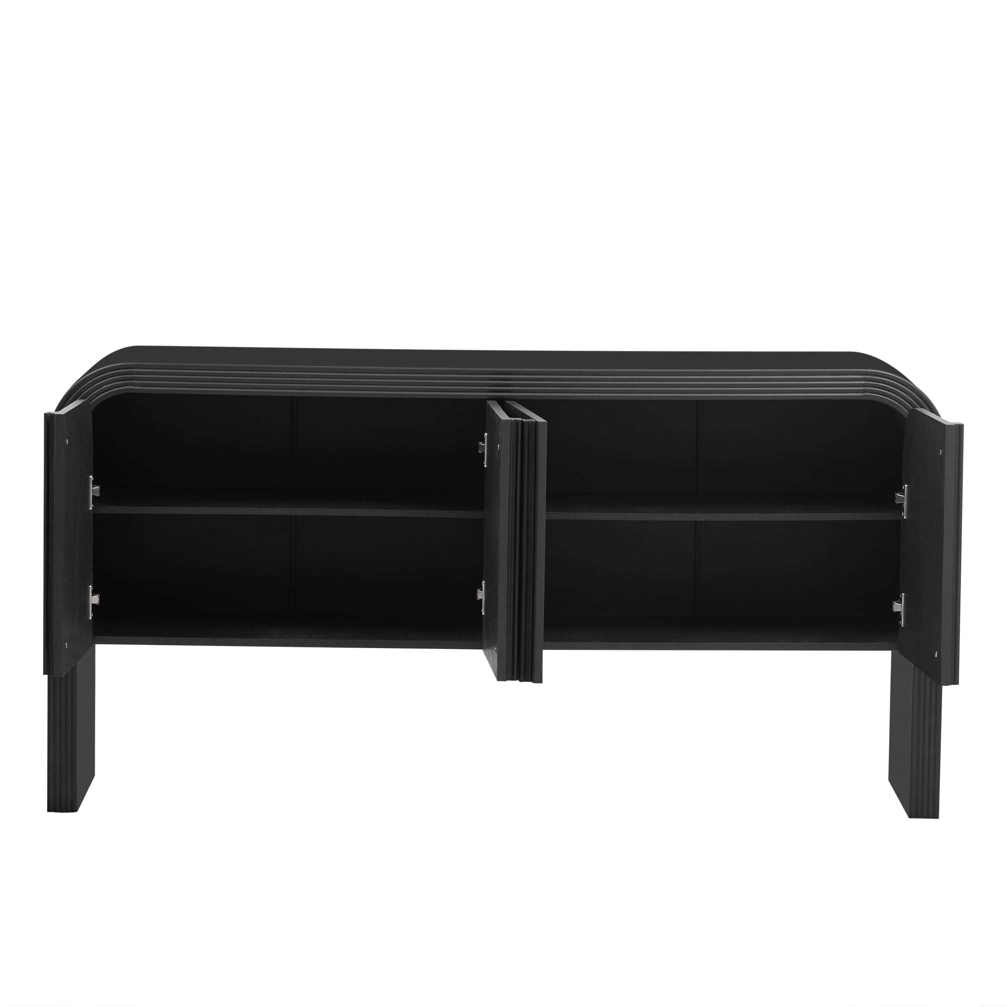EUROCO 63" Sideboard Buffet Cabinet with Storage,Large Kitchen Storage Cabinet with 4 Doors and Adjustable Shelves,Wood Coffee Bar Cabinet Buffet Table Console Cabinet for Kitchen Dining Room,Black