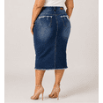 thumbnail image 2 of Jack David Womens Plus Size Below Kne Length Midi Pencil Ripped Denim jean Skirt (JD-SKIRT-Q1000-R), 2 of 7