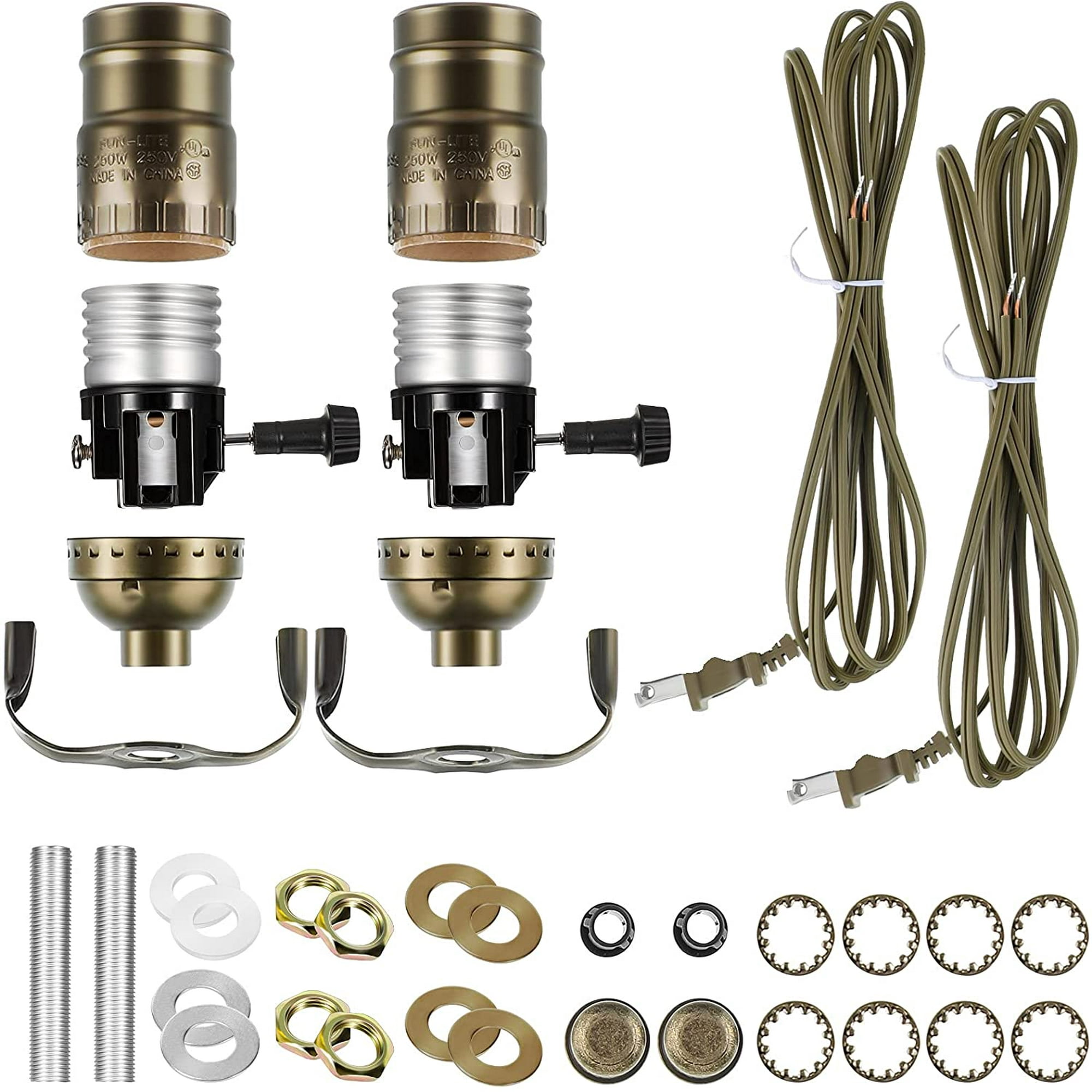 2 Packs Lamp Kit Repair Table Wiring With 12 Foot Cord And 3 Way Socket Make A Complete For Diy Design Or Canada Table Lamp Wiring Kit With 12 Foot Cord, How To Tell If A Lamp Socket Is 3 Way Matching