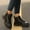 Black, variant on Bnwani Boots for Women Fashion Toe Thick Wedge Ankle Casual Solid Splicing Boot Black Size 5.5