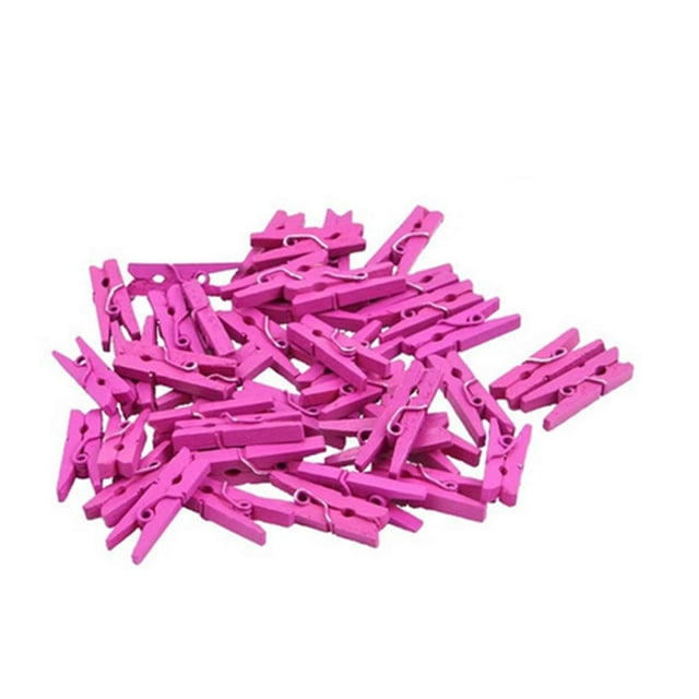 Topxome 100 Unids/Set Mini Clips De Madera De Colores Para Clips De Fotos Pinza De Ropa Pinza De Papel Pinza De Decoración Artesanal Clips Clavijas Decoración De Boda (Rosa)