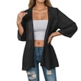 thumbnail image 2 of Lightweight Cardigans for Women 2025 Summer 3/4 Sleeve Open Front Sun Protection Oversized Chiffon Long Cardigan, 2 of 7