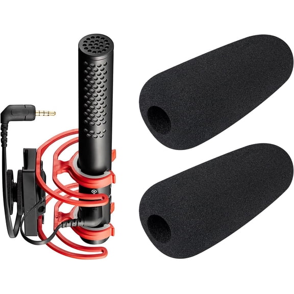 SOULWIT 2Pcs Microphones Pop Filter for RØDE(Rode) VideoMic NTG, Protective Mic Cover Windscreen Foam - Black
