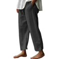 thumbnail image 1 of Pantalones casuales de mujer para primavera y verano, de tiro medio, cintura elástica, cordón ajustable, estilo jogging y yoga, con bolsillos, pernera ancha, estilo harem., 1 of 4