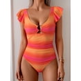 thumbnail image 2 of Traje de baño de una pieza para mujer con control de barriga y volantes para adelgazar, 2 of 5