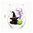 thumbnail image 3 of 2D Printed Halloween Stemless Glass Cup, Spooky Ghost Black Cat Pumpkin Pattern Wine Tumbler, Seasonal Halloween Party Drinkware Decor, 3 of 7