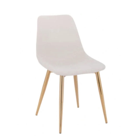 Dorian Linen Chair in White with Golden Metal Legs