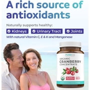Pure Co 25,000mg Organic Cranberry Pills 50:1 Concentrate Kidney Support Supplement, 120 Capsules