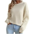 thumbnail image 1 of cfhntfmh Sweater for Women 2024 Fall Comfy Crewneck Long Sleeve Pullover Tops Soft Knitted Solid Color T-Shirts, 1 of 7