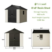 Patiowell 8x8 Resin Storage Shed with Window & Lockable Door, Easy Assembly, for Tools, Backyard, Patio, Gray & White