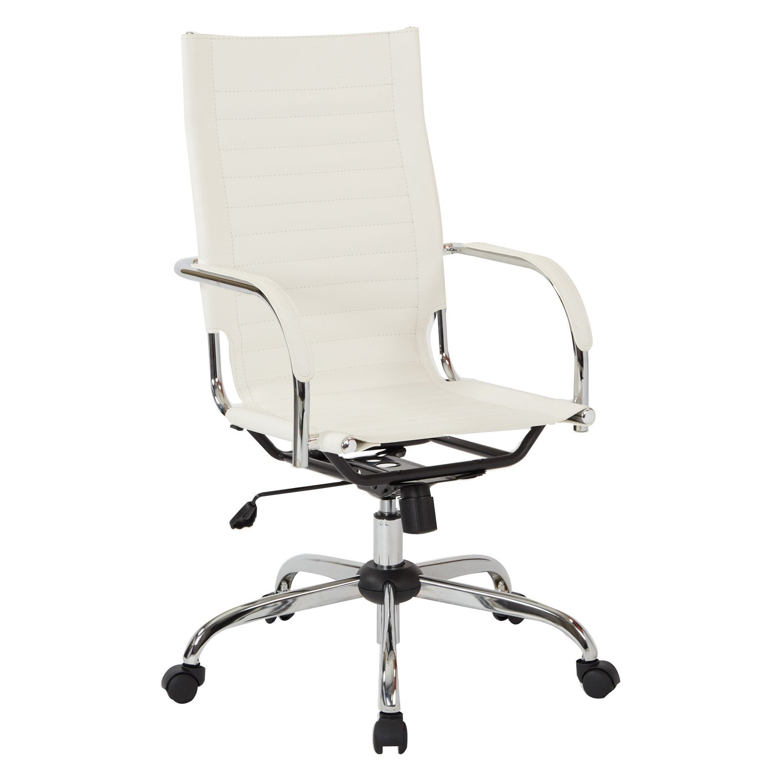 Trinidad High Back Office Chair with Fixed Padded Arms and Chrome