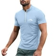 thumbnail image 4 of Generic Mens Sport Muscle Shirts Casual Short Sleeve Zip Up Athletic Workout Fitness Tshirt Lightweight Basic Train Gym Tees, 4 of 4