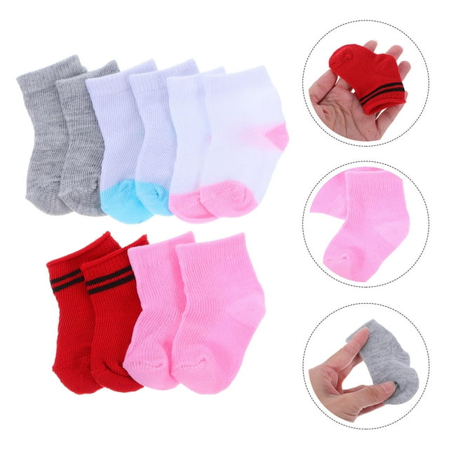 NIYANGLE 5 Pairs Doll Socks Assorted Color Stuffed Doll Accessories For Pretend Play Enhance Appearance