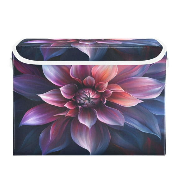 Storage Box With Lid 16.5x12.6x11.8In Foldable Stacked Household Storage Box Large Purple Flowers