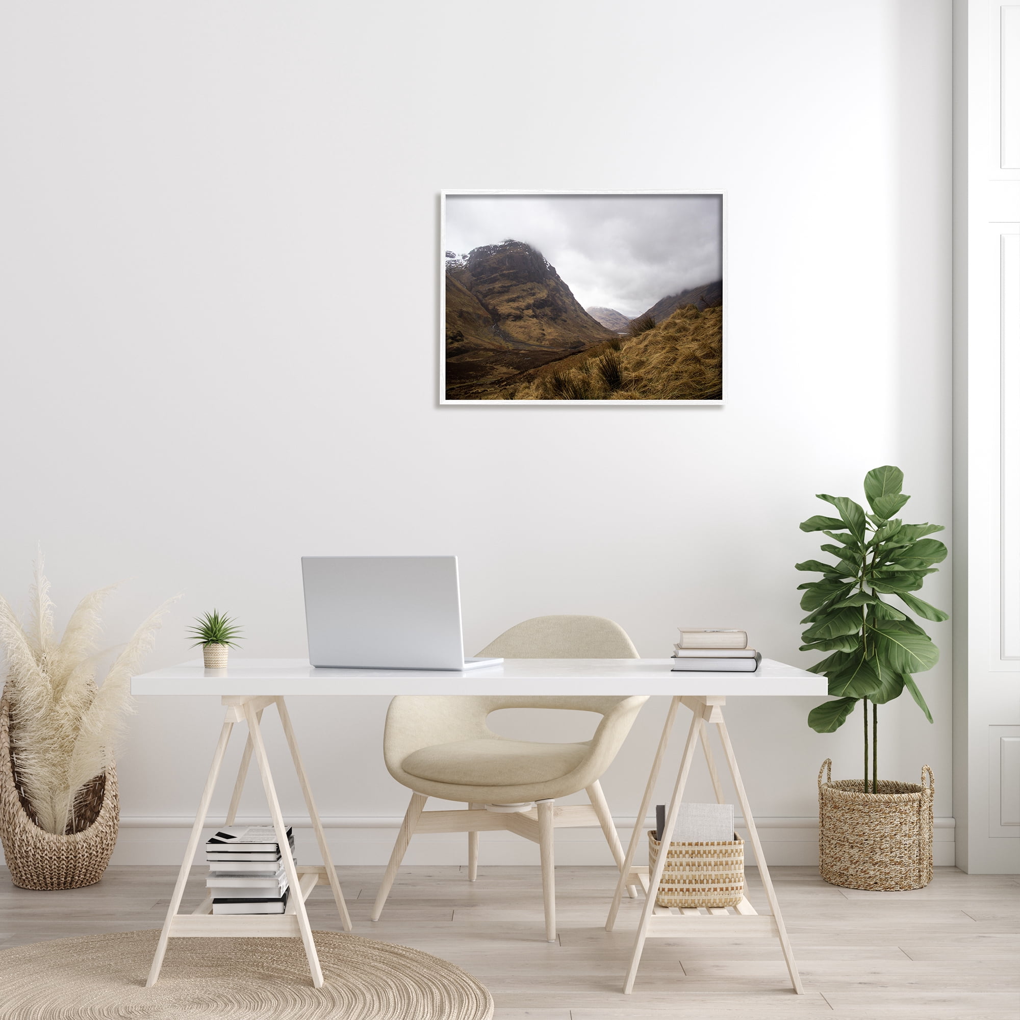 Stupell Industries Desert Hill Peaks Arid Vegetation Heavy Clouds Photograph White Framed Art Print Wall Art, Design by Daphne Polselli