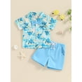 thumbnail image 3 of Aojekbee Toddler Boys Summer Shorts Sets Short Sleeve Tropical Tree Print Shirt and Drawstring Shorts Sets, 3 of 10