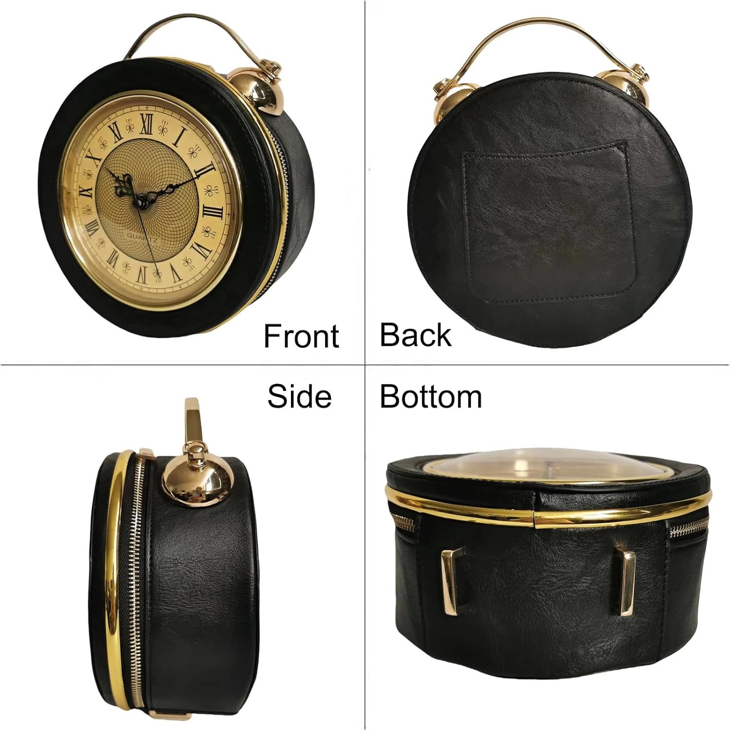Baguery PVC Clock Shaped Crossbody Bag - Waterproof Adjustable Shoulder Purse for Women