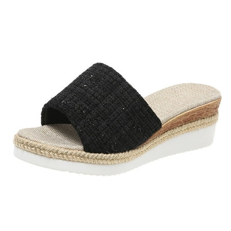 

Women s Sandals & Slides Thick Bottom Fish Mouth Sandals Round Toe Thick Heeled Shoes Orthopedic Slip On Wedge Sandals Wide Width with Arch Support Slides Casual Beach Sandals Bohemian Roman Sandals