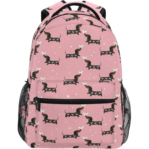 Pink Dachshund Kids Backpack Love Dogs Puppy School Backpack Boy Girl Preschool Book Bag