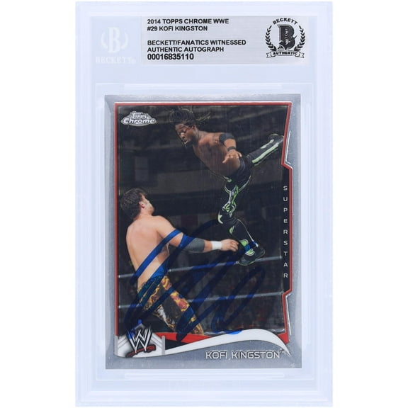 Kofi Kingston WWE Autographed 2014 Topps Chrome #29 Beckett Fanatics Witnessed Authenticated Card - Fanatics Authentic Certified