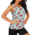 thumbnail image 2 of Xecao Watermelon print women's scoop neck, loose-fit workout tank tops for the gym., 2 of 9